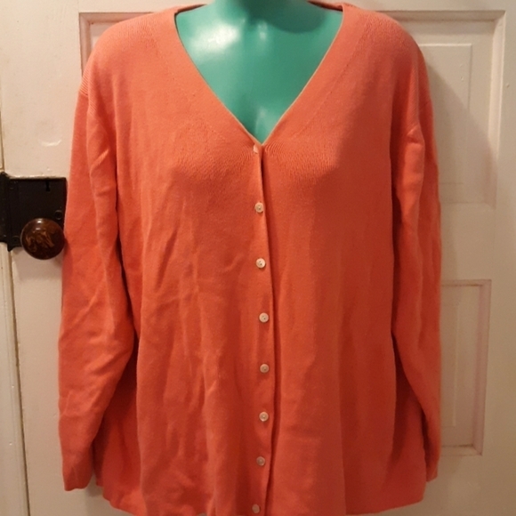 Lord & Taylor peach cardigan sweater 2XL - Picture 1 of 3